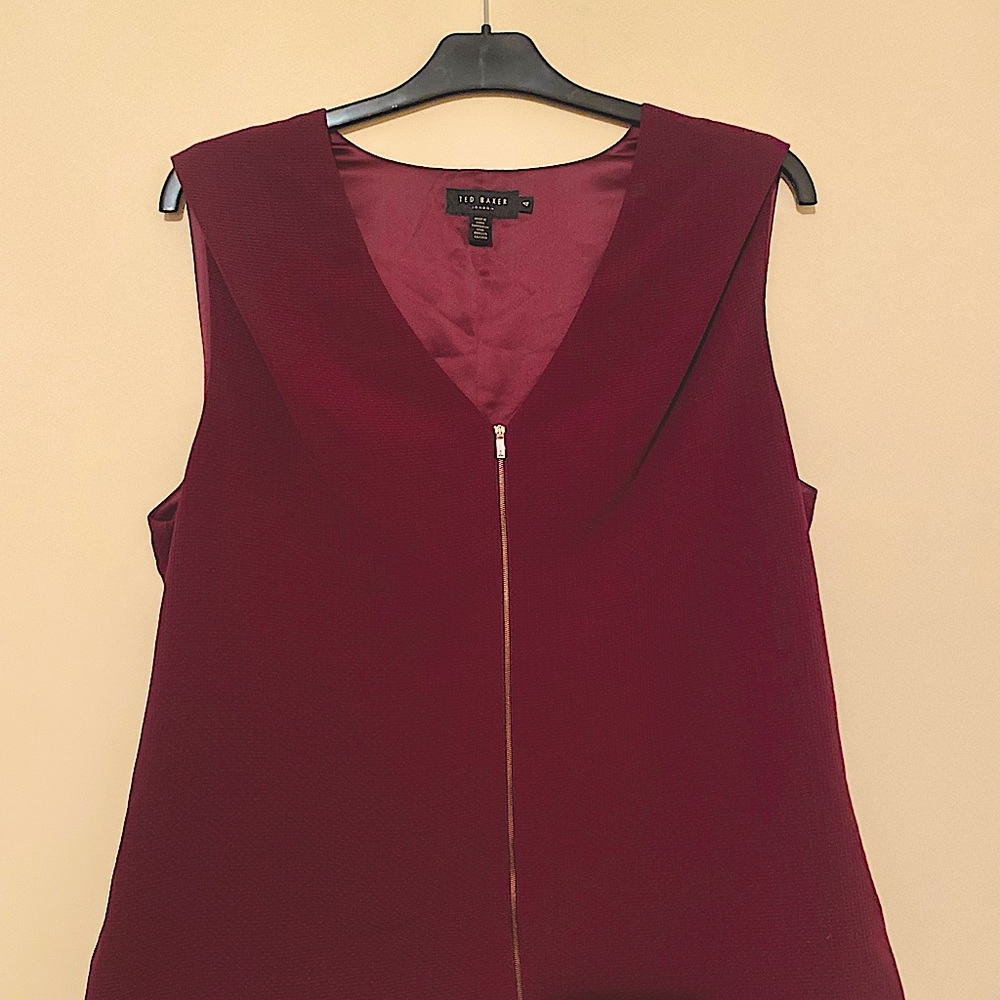 Ted Baker London Burgundy Zip Blouse Top 4 Small S